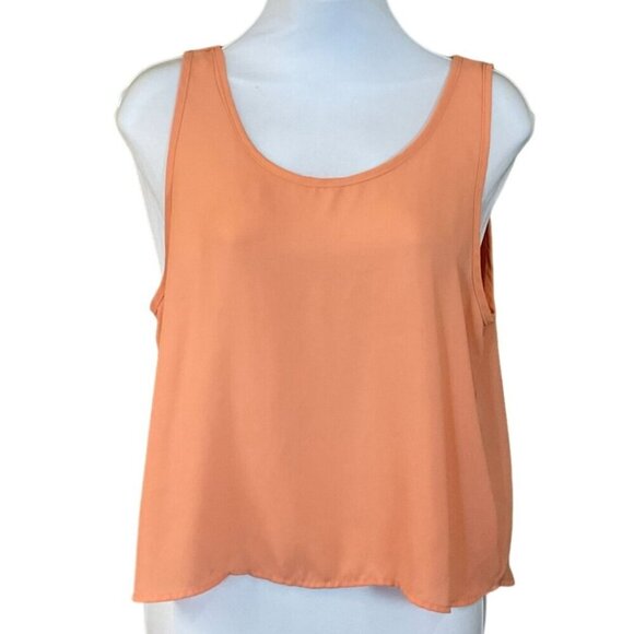 Blue Mint Coral Sleeveless Top Daisy Chain Detail Scoop Neck Deep V Back Large - Picture 2 of 6